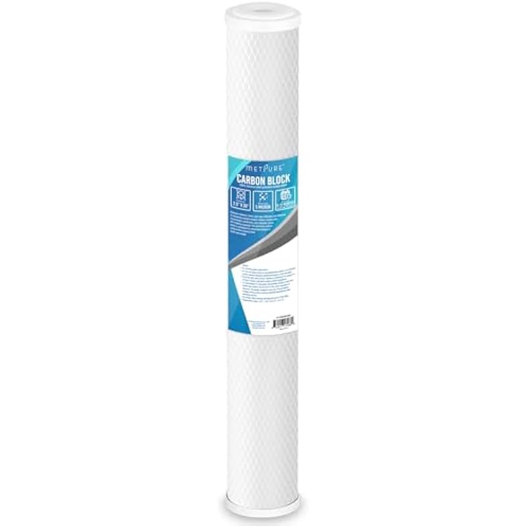Metpure Universal 5 Micron 20 x 2.5 Whole House Carbon Water Filter Cartridge Replacement - Coconut Shell Carbon Block CTO Drinking Water Filter. Compatible with Pentek, etc. 1-Pack