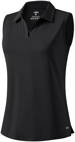 Viodia Women's Sleeveless Golf Polo Shirts Tennis Collared Tank Tops UPF 50+ Quick Dry V Neck Lightweight Shirt