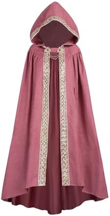 CR ROLECOS Women Hooded Cloak Renaissance Witch Cloak Adult Medieval Cosplay Cape Costume for Halloween