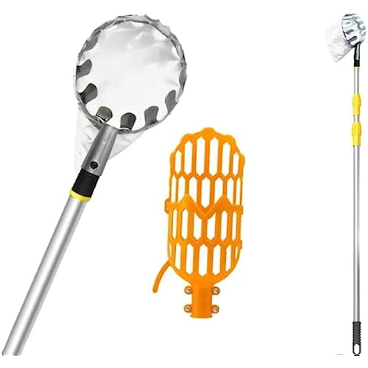 Cherry Picker,Telescoping Fruit Picker Tool,10Ft Adjustable Picker Pole with 2 Basket for Different Size Fruit Catch