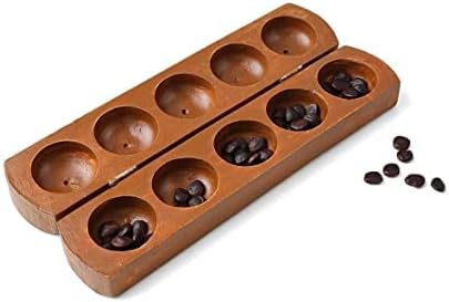 PSQURMART Wooden Handcrafted Fine Glossy Pallanguzhi Pallankuzhi Pallankuli Pallanguli Board Game Set Kit with Coins