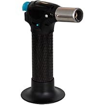 Messermeister Cheflamme Mini Culinary Torch, Black - Up to 2,000 Degrees Fahrenheit & 35 Minute Burn Time - Self-igniting Piezo Ignition - Child-Proof Safety Lock - Fuel Sold Separately
