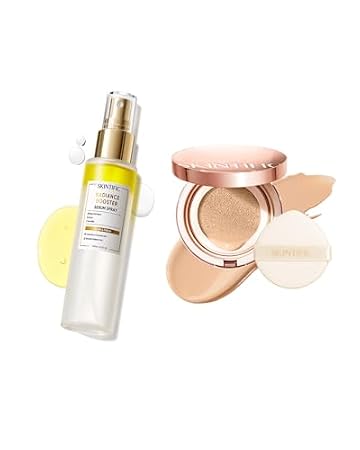 SKINTIFIC Full Coverage Cushion Foundation + Radiance Booster Setting Spray Serum