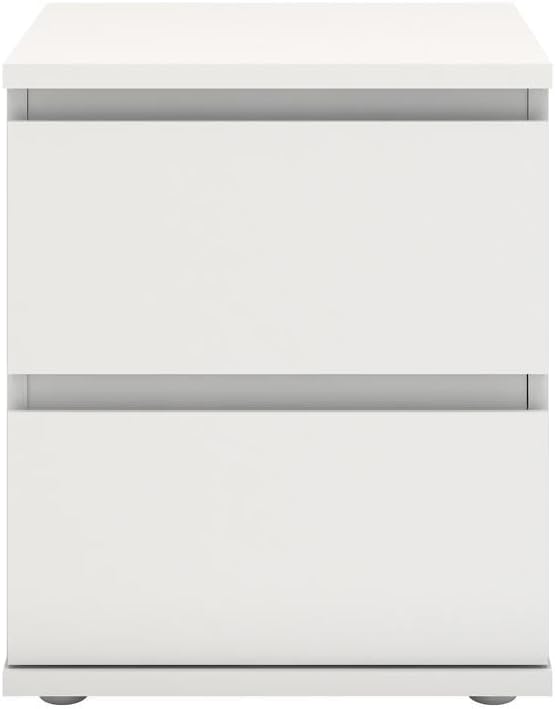 Furnifact White 2 Drawer Nightstand - Compact and Functional Bedroom Nightstand