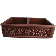 Sicily Double Bowl Copper Apron-Front Sink 36 36" x 21-7/8" x 9-1/2"