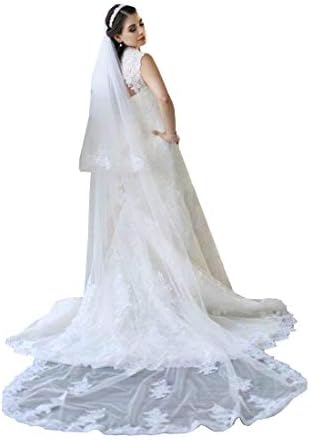 2T 2 Tiers Lace Appliqued Chapel Cathedral Bridal Veils