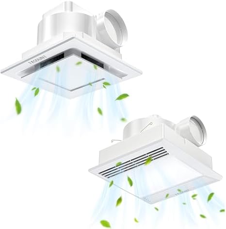 FASDUNT Bathroom Exhaust Fan with Light White 6000K 15W + 5000K 12W Exhaust Fan