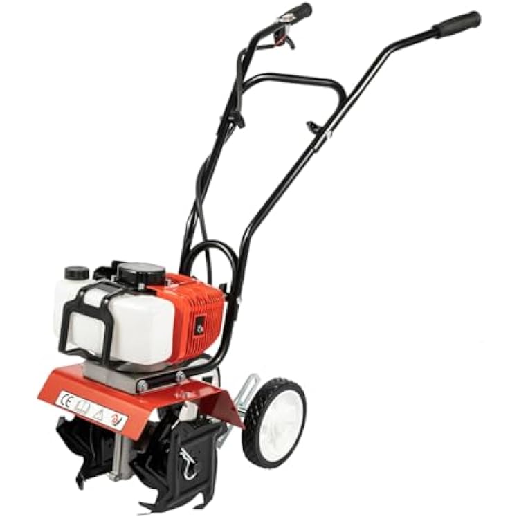 52CC Garden Tiller Cultivator, 2 Stroke Mini Gasoline Powered Soil Garden Cultivator Soil Tilling Machine Air-Cooled Single-Cylinder Farm Plant Garden Yard Lawn Tilling Tillage Width-11.81inch