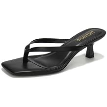 LULLASONG Women's Kitten Heels Sandals Square Open Toe Flip Flop Heels 1.8-2 Inch Heeled Sandals for Women