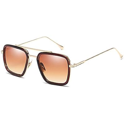 Retro Square Polarized Sunglasses for Men Women Goggle Classic Alloy Frame Vintage Shades Metal Sun Glasses