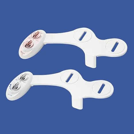 LUXE Bidet NEO 185 2-Pack Dual Nozzle Bidet Attachments, Rose Gold & White | Non-Electric, Dual Nozzle, Self-Cleaning, Adjustable Water Pressure, Rear & Feminine Wash