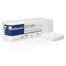 Richmond Dental & Medical 300633 4" x 4" 100% Cotton Nonwoven Sponge, 4-Ply