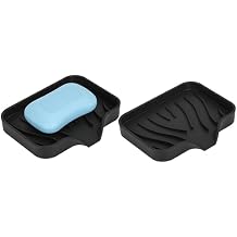 2-Pack Self-Draining Silicone Soap Dish - Anti-Slip Bar Soap Holder for Shower, Bathroom & Kitchen