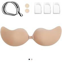 Adhesive Bra,Invisible Sticky Strapless Push-Up Bra, Reusable Silicone Nipple Covers for Backless Dress