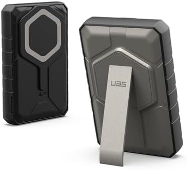 URBAN ARMOR GEAR UAG 10000mAh Power Bank 20W 2-Port USB-C USB Magnetic Wireless Portable Charger Fast Charging Battery Pack with Kickstand Compatible with iPhone 17, Samsung Galaxy S25