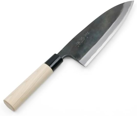 AZUMASYUSAKU Deba Hocho Kitchen Knife 180mmabt 7.1 Inch, Blade Edge : Shirogami Steel No.1, Tosa Kurouchi, Double Bevel