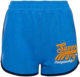 Superdry Womens Collegiate Union Shorts, Elasticated Waistband, Piping Detail Neptune Blue Size 4