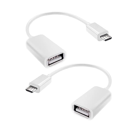OTG MicroUSB Compatible with Your Pebble Gear Frozen 7 Kids, Toy Story 7 Kids, Mickey and Friends 7 with Full Speed On-The-Go Power White 2 Pack