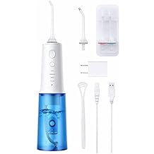 Water Flosser Cordless for Teeth, IPX7 & Rechargeable, Portable Teeth Cleaner 4 Modes with 320ml Water Tank Dental Oral Irrigator for Travel Home, Braces & Bridges Care