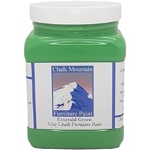 Chalk Style All-in-One Paint: Eco-friendly, matte finish for furniture, home decor, cabinets, and crafts. Low voc and odor. 32 Fl oz #44 Emerald Green