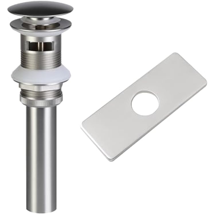 Bathroom Sink Drain and 6 Hole Cover Bundle, Brushed Nickel