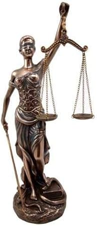 Ebros Gift Ancient Greek Blind Lady Goddess of Justice Statue La Justica Dike with Judgement Sword and Scales Decorative Bronzed Resin Figurine Home Office Lawyers Decor (Medium 12" Tall)