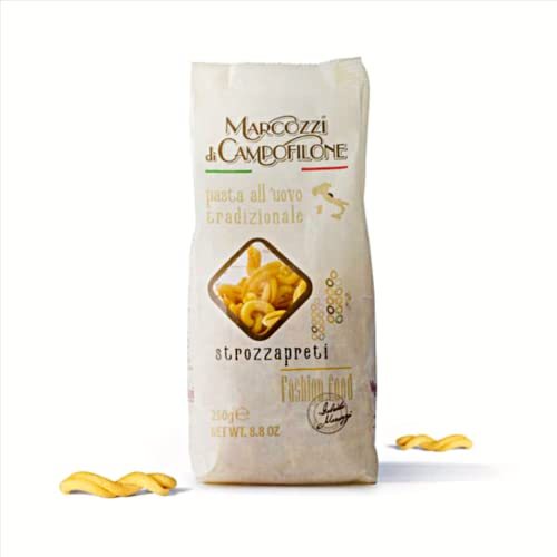 Campofilone Italian Strozzapreti Egg Pasta | Marcozzi di Campofilone Traditional Dried Egg Pasta Imported from Italy | 8.8oz 250g Pack of 3