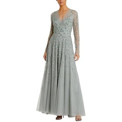 Illusion Long Sleeve A Line Embellished Gown by Mac Duggal