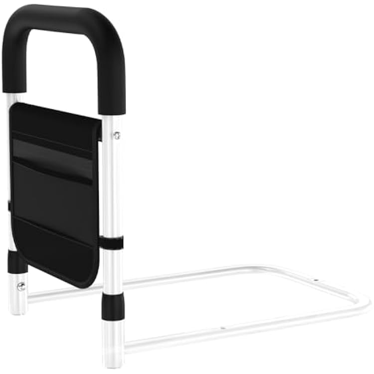 Bed Rails for Elderly Adults Safety – Bed Cane for Seniors, Grab Bar Bed Handrails with Ergonomic Handle & Storage Pocket, 17-Inch Fixed Height, Easy to Assemble, Holds up to 300lbs