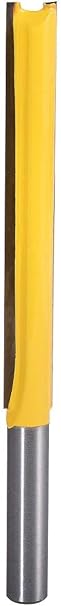 KATUR Double Flute Straight Bits, Straight Router Bits, Woodworking Milling Cutter with 1/4 Inch Shank and 3/8 Inch Width (76mm Length), Yellow