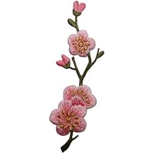 ID 6269 Cherry Blossom Bush Patch Buds Flower Garden Embroidered IronOn Applique