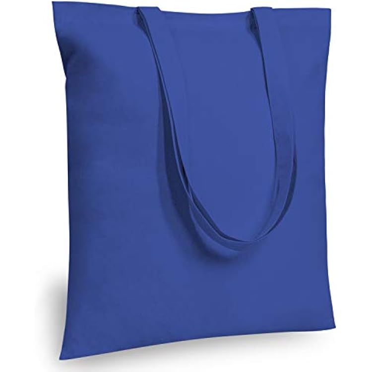 TOPDesign 5-Pack Economical 16x15 Blue Cotton Tote Bag, Lightweight Medium Reusable Grocery Shopping Cloth Bags, Suitable for DIY, Advertising, Promotion, Gift, Activity