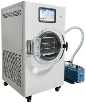 Commercial vacuum freeze dryer, dryer for sale, with stainless steel tray, high-efficiency vacuum pump, and adjustable timer, suitable for freeze-drying pet food and fruit and vegetable snacks.