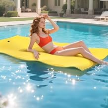 Max4out Floating Water Mat for Lake, 9/12/18 FT Lilly Pad for Adults and Kids Recreation and Relaxing, Ocean, Beach, Pool, Swimming, Sunbathing, Family Parties(Blue/Yellow)