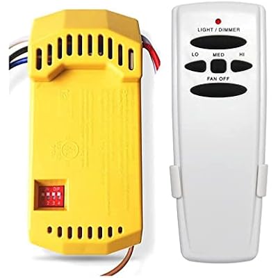 Universal Ceiling Fan Remote Control Kit with dimmer for 3 Speed AC Ceiling Fan Replacement for Hampton Bay Hunter HD HD5 FAN35T FAN53T Kit, Yellow