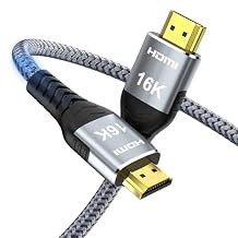 16K 10K 8K HDMI 2.2 Cable 6.6FT, 96Gbps Ultra High Speed 16@60Hz 8K@240Hz 4K@480Hz Braided HDMI Cord, HDCP 2.2 & 2.3, Dynamic HDR, eARC, Compatible with P5S HDTV PC Monitor Xbox Series