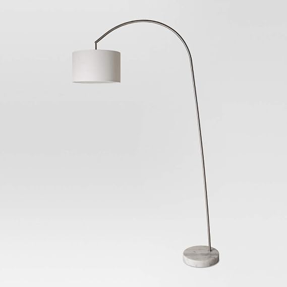 Avenal Shaded Arc with Marble Base Floor Lamp, Nickel