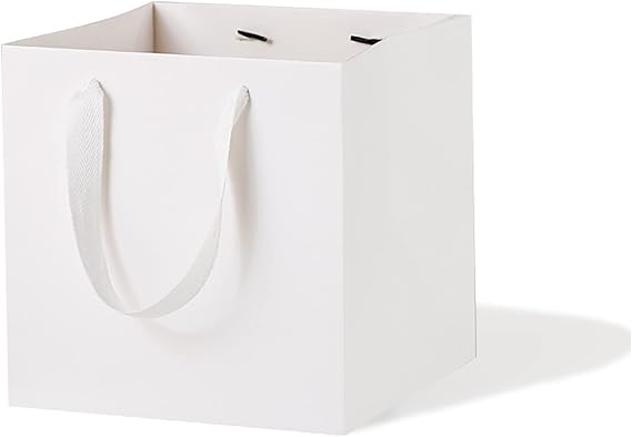 LFCXHTY 20 Pack Square Gift Bag White Gift Bags with Handles (6x6x6 In)