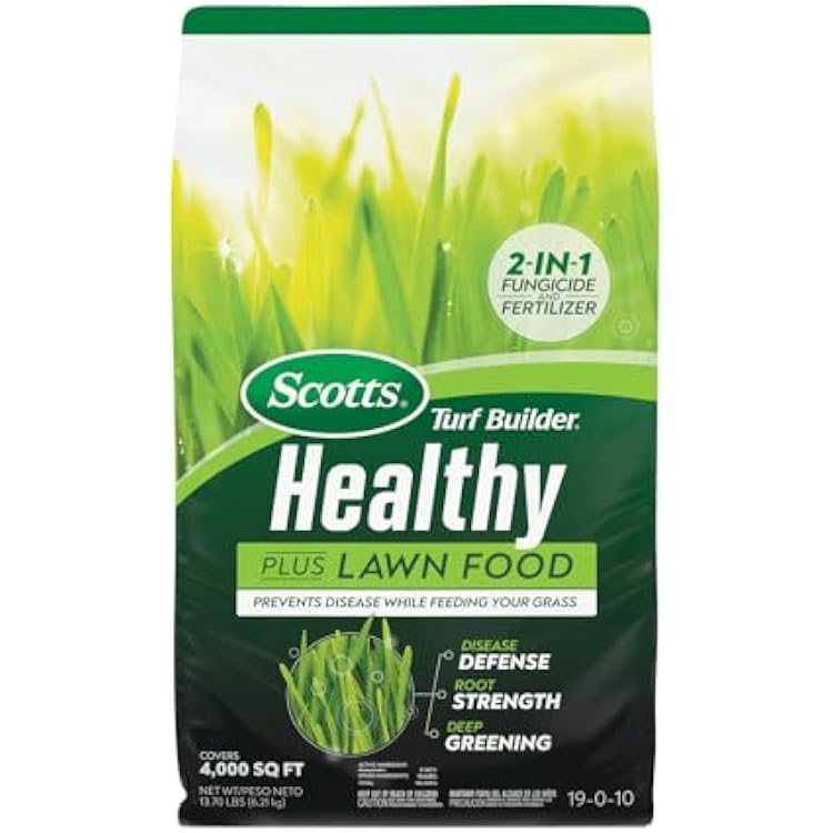 Scotts Turf Builder Healthy Plus Lawn Food, 2-in-1 Fungicide and Fertilizer, Helps Grass Withstand Summer Stress, 4,000 sq. ft., 13.70 lbs.