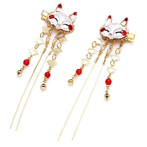 New fox rabbit Japanese Cute Hairpin Kanzashi Hair Stick for Kimono Yukata Bride Hanfu Accessory Oiran Geisha Antiquitya pair