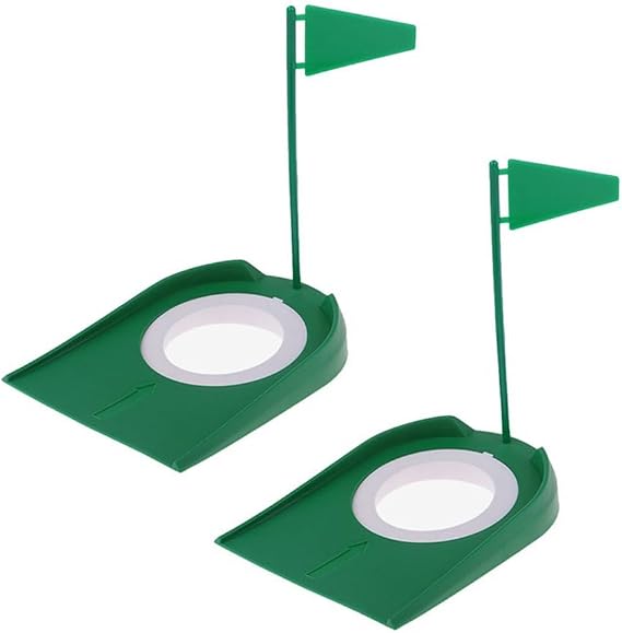 2pcs Golf Training Hole Indoor Push Rod Plate Practice Cup with Flag and Packed One Golf Alignment Gate