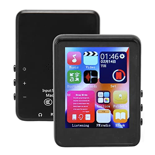 MP3 Player with Bluetooth, 4GB 2.4 Inch HD Full MP3 MP4 Player Portable Music Player with FM Radio, E Books, Voice Recorder, Support 256GB Black