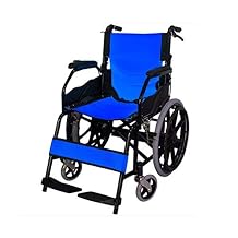 Wheelchair - Manual Wheelchair with Attendant Operated Brakes, Easy to Install and Release,Easy to Fold, 84X63X84CM,Orange, Black, Blue
