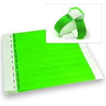 WristCo Neon Green Duplicate # Tyvek Wristbands for Events - 500 ct (250 of Each #) - Waterproof Recyclable Comfortable Tear Resistant Paper Bracelets Wrist Bands for Festivals Admission Party