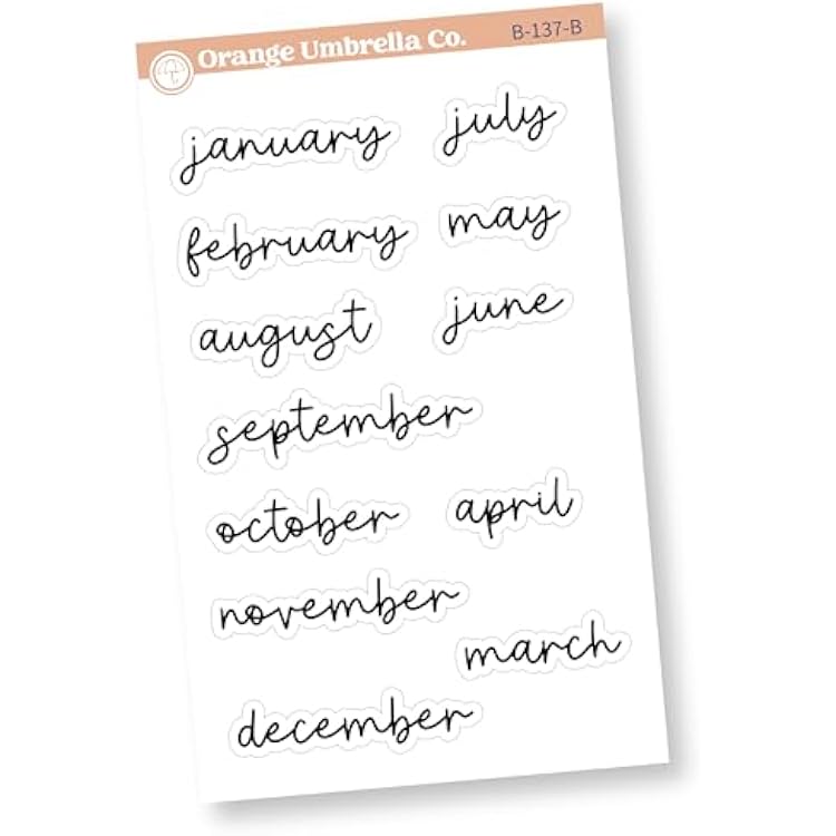 Month Name Mini Script Planner Stickers | F17 Script Clear Matte | B-137-BCM