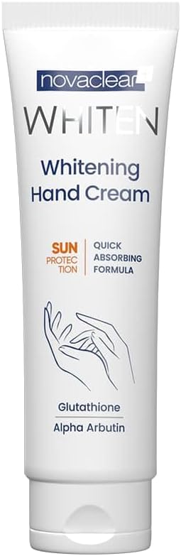 Novaclear Whitening Hand Cream with Glutathione & Alpha Arbutin, SPF | Shea Butter, Sweet Almond Oil, For Hand Hyperpigmentation & Dark Spots, Maximum Sun Protection, Moisturizing