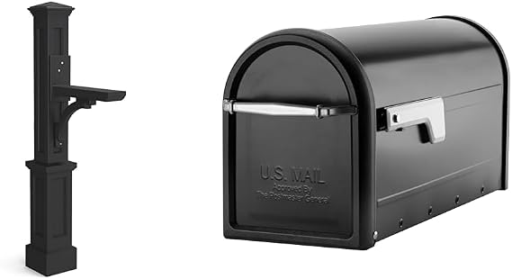 Mayne 580B00300 Newport Mail Post and Architectural Mailboxes Chadwick Galvanized Steel Mailbox, Black