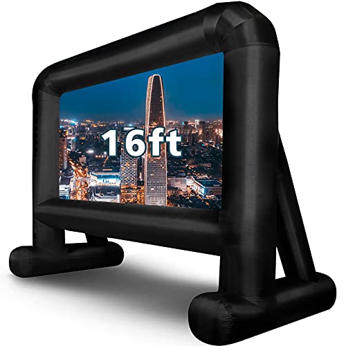 OUTTOY InflatableBlow Up Projection Screen with Quiet Fan and Storage Bag, Easy Set up, Mega for Outdoor, Backyard Movie Night, Theme Parties, Celebrations-16FT