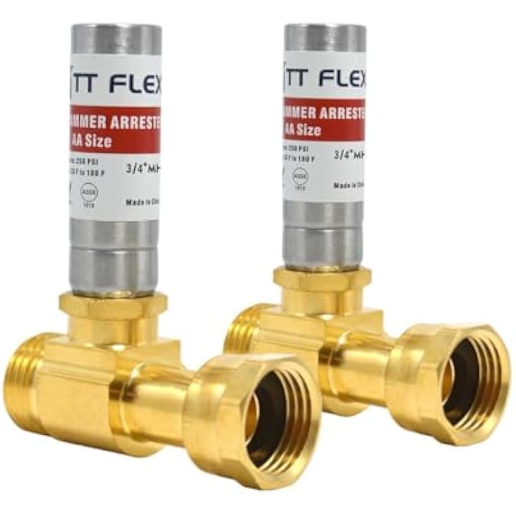 TTFLEX Stainless Steel Water Hammer Arrestor 34 Inch Swivel FHT x 34 Inch MHT For Washing Machine and garden hose water pipe