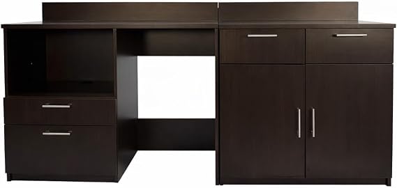 BREAKtime Breakroom Coffee Bar Cabinet with Door Storage, Mini Fridge and Microwave Space, Commercial-Grade, Fully Assembled, 84" W x 24" D x 36" H, Appliances Not Included